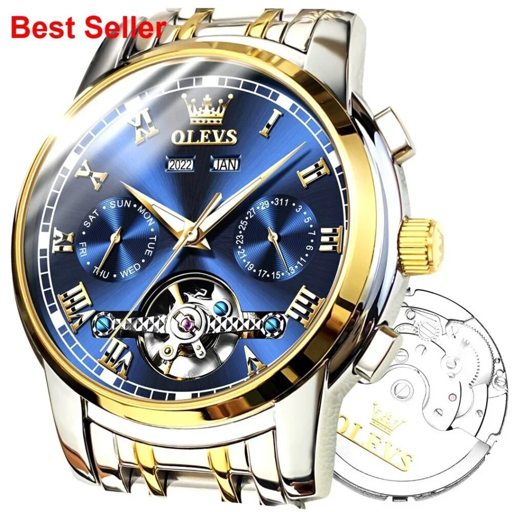 Automatic Self-Wind Mechanical Watch with Stainless Steel Strap